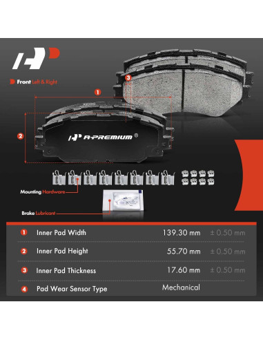 Juego de Pastillas de Freno Cerámicas A-Premium para Toyota y Scion