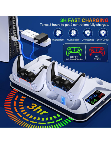 Estación de Enfriamiento y Carga PS5 Kammkonb con Ventilador