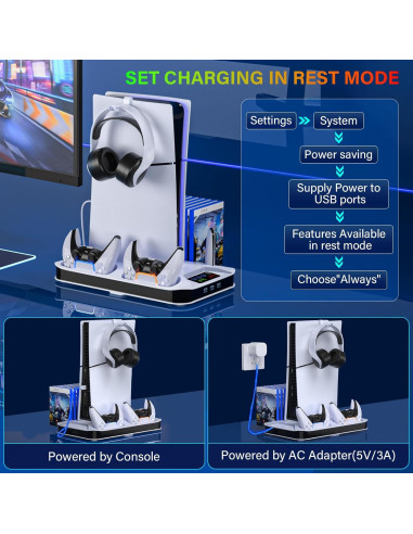 Estación de Enfriamiento y Carga PS5 Kammkonb con Ventilador