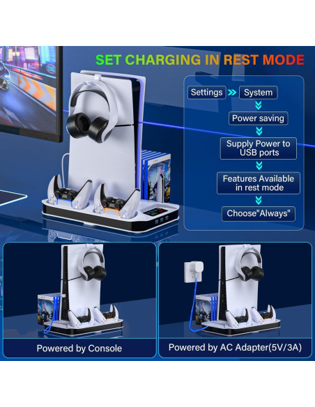 Estación de Enfriamiento y Carga PS5 Kammkonb con Ventilador