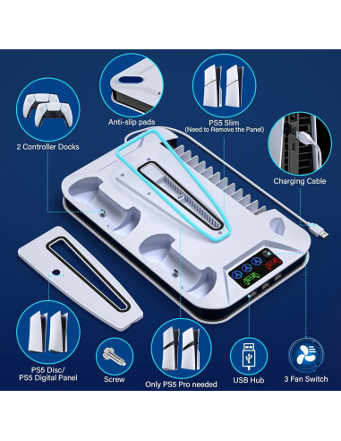 Estación de Enfriamiento y Carga PS5 Kammkonb con Ventilador