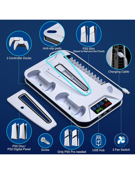 Estación de Enfriamiento y Carga PS5 Kammkonb con Ventilador
