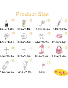 Set 84 Piezas Encantos de Uñas Pizadix - Estrellas, Labios y Más 2