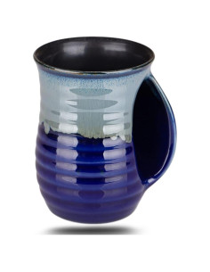 Taza Calentadora de Manos Cerámica Hecha a Mano 0.6L Azul