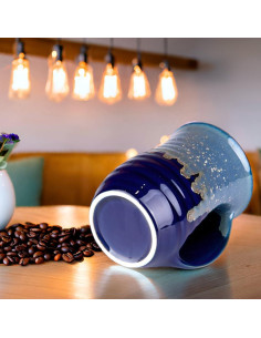 Taza Calentadora de Manos Cerámica Hecha a Mano 0.6L Azul 2