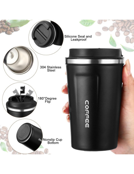 Paquete de 6 Tazas de Café Aisladas Qinyoung 380ml