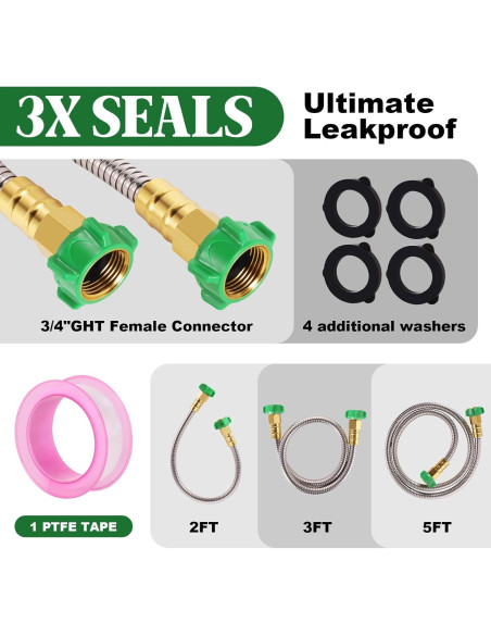 Manguera de Jardín 61cm PJT Acero Inoxidable Hembra a Hembra