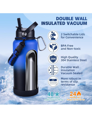 Botella de Agua Aislada CoolSub 32 oz Acero Inoxidable Doble Pared