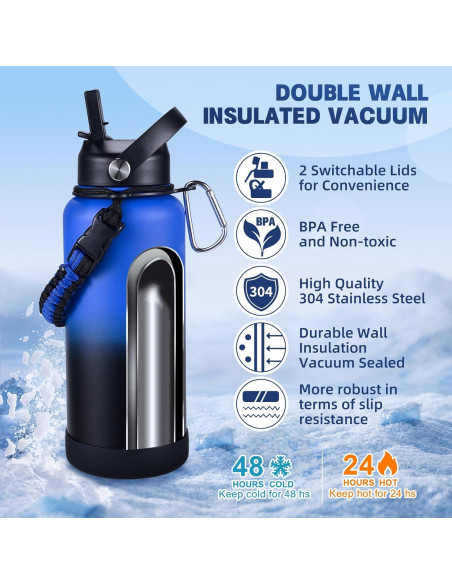 Botella de Agua Aislada CoolSub 32 oz Acero Inoxidable Doble Pared