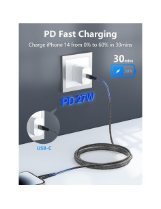 Cargador Rápido USB C a Lightning UYOUNG 3M para iPhone 2