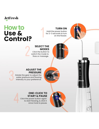 Irrigador Oral Eléctrico C2 con Cámara 350ml Recargable