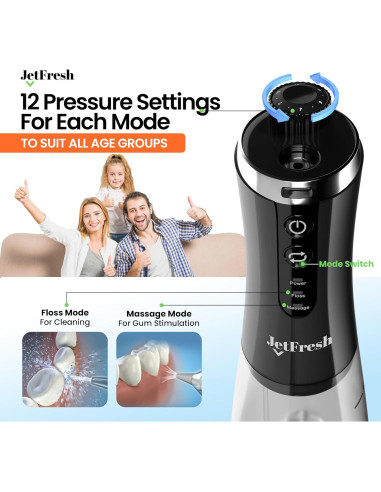 Irrigador Oral Eléctrico C2 con Cámara 350ml Recargable