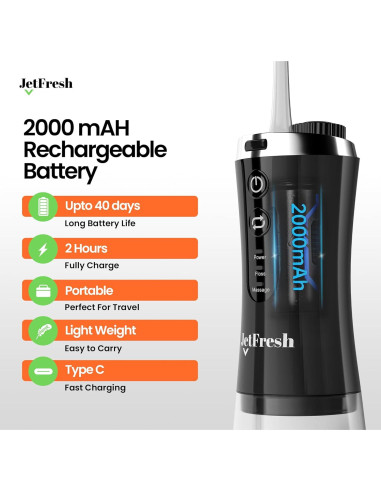 Irrigador Oral Eléctrico C2 con Cámara 350ml Recargable