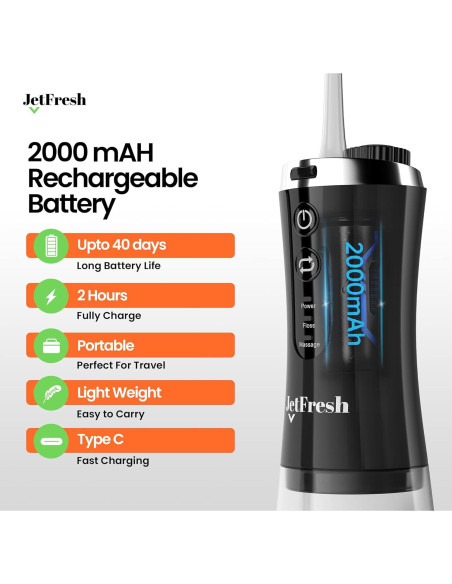 Irrigador Oral Eléctrico C2 con Cámara 350ml Recargable