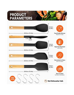 Juego de Cucharas de Silicona Badiano 4 Piezas Negro 2