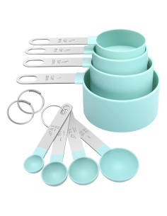 Juego de Tazas y Cucharas Medidoras YQMYXG Acero Inoxidable Verde Menta