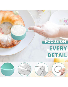 Juego de Tazas y Cucharas Medidoras YQMYXG Acero Inoxidable Verde Menta 2