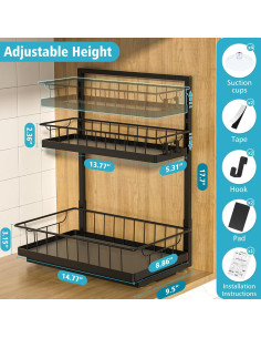 Organizador Bajo Fregadero WOWBOX 2 Niveles Deslizante Negro 2