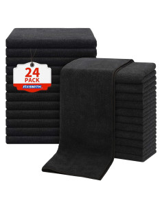 Toallas de salón FIXSMITH 24 Pack Microfibra Negra 40x68 cm