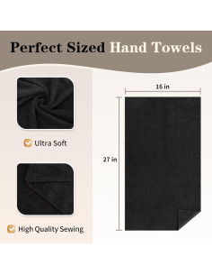 Toallas de salón FIXSMITH 24 Pack Microfibra Negra 40x68 cm 2