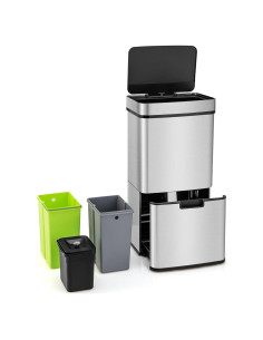 Bote de Basura Goplus 72 L con Sensor de Movimiento y Reciclaje