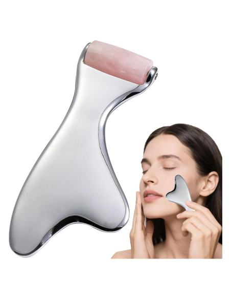 Rodillo de Jade y Gua Sha 3 en 1 para Cuidado Facial