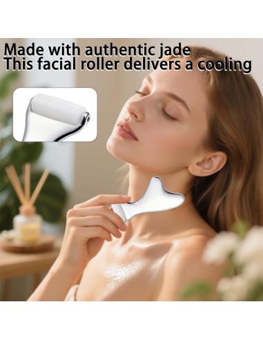 Rodillo de Jade y Gua Sha 3 en 1 para Cuidado Facial