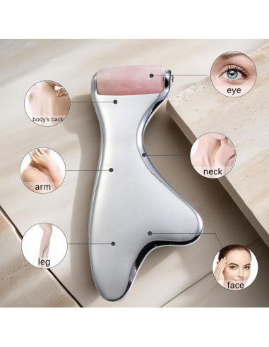 Rodillo de Jade y Gua Sha 3 en 1 para Cuidado Facial