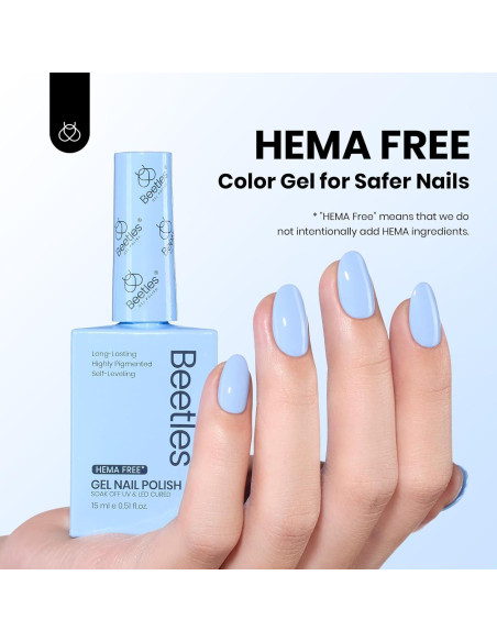 Esmalte de Uñas en Gel Beetles Azul Claro 15ml Libre de Hema