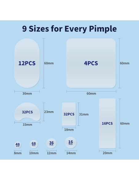 Parches para Espinillas Zeefpod XL - 264 Unidades, 9 Tamaños