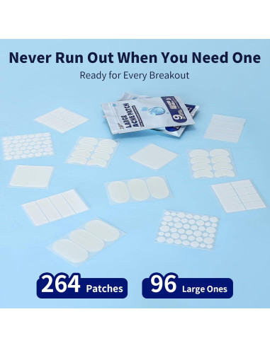 Parches para Espinillas Zeefpod XL - 264 Unidades, 9 Tamaños