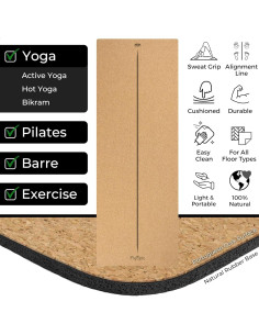 Alfombrilla de Yoga Plyopic Corcho Antideslizante 185x66cm 2