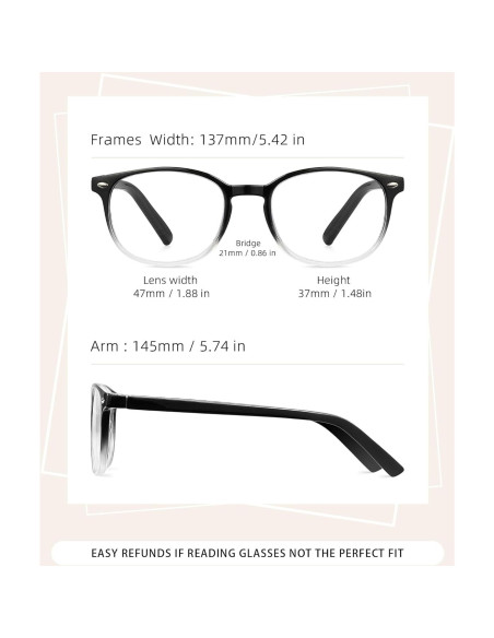 Paquete de 5 Gafas de Lectura JOLISU Anti Luz Azul 1.75x