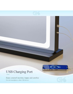 Espejo de Maquillaje Gvnkvn LED 56x71 cm con Carga USB 2