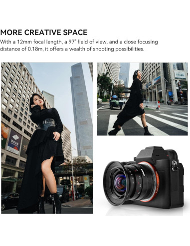 Lente Gran Angular PERGEAR 12mm F2 II Manual para M4/3