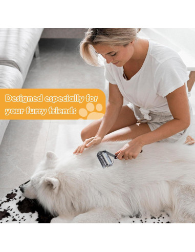 Cepillo Deshedding 2 en 1 MUYG para Gatos y Perros - Mango de Madera