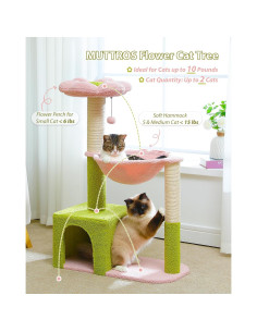 Árbol para Gatos Rosa MUTTROS 88.9 cm con Hamaca y Rascador 2