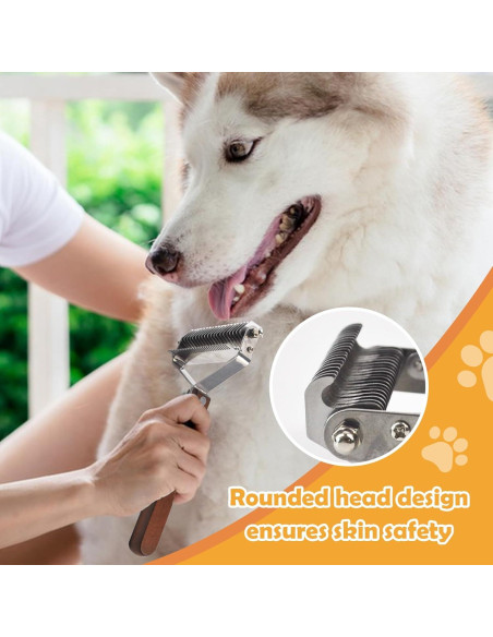 Cepillo Deshedding 2 en 1 MUYG para Gatos y Perros - Mango de Madera