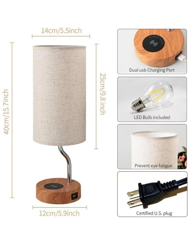 Lámpara de Mesa LED Artoomizz con Cargador Inalámbrico 40cm