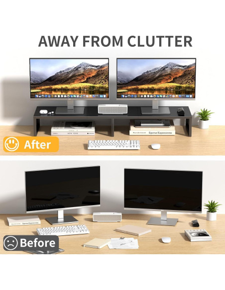 Soporte para Monitor Doble Gugsey, Ergonomía y Organización, Negro