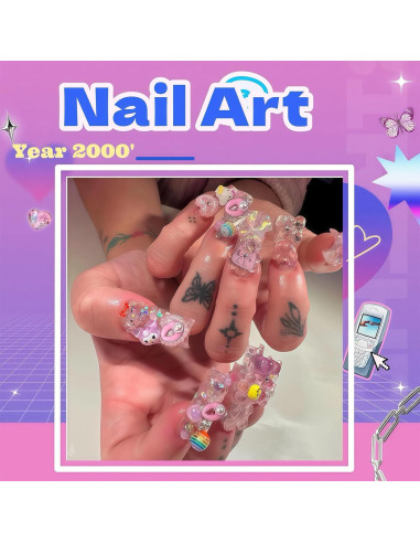 Set 84 Piezas Encantos de Uñas Pizadix - Estrellas, Labios y Más