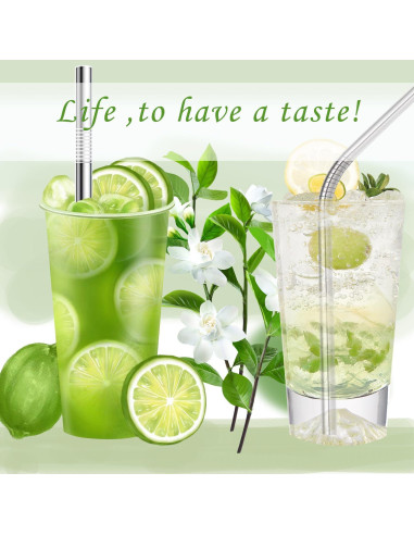 Paquete de 12 Pajitas Reutilizables Scent Time Acero Inoxidable