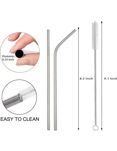 Paquete de 12 Pajitas Reutilizables Scent Time Acero Inoxidable