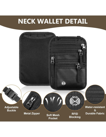 Billetera de Cuello de Viaje Likesing Gris con Bloqueo RFID