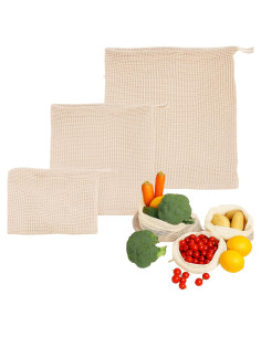 Juego de 3 Bolsas Reutilizables EVANTHI Malla S M L Ecológicas