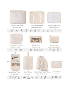 Set de Cubos de Empaque 11 PCS TRMFUSA Beige Organizador 2
