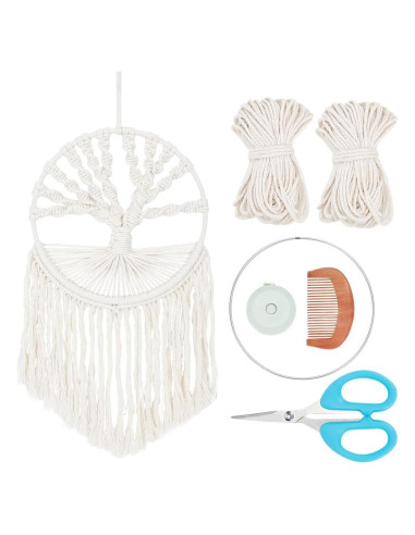 Kit de Macramé FREEBLOSS DIY 20cm con Instrucción para Principiantes
