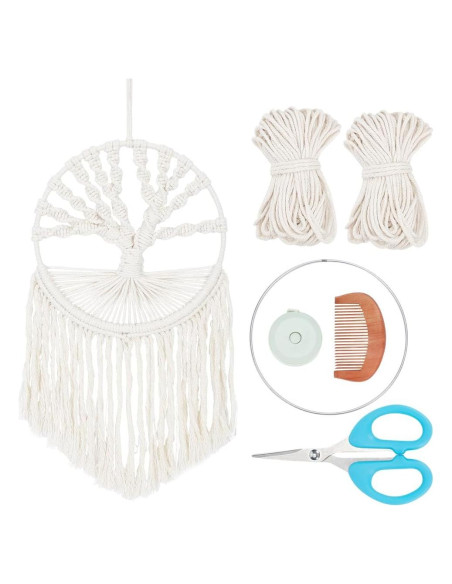 Kit de Macramé FREEBLOSS DIY 20cm con Instrucción para Principiantes Kit de Macramé FREEBLOSS DIY 20cm con Instrucción para Principiantes