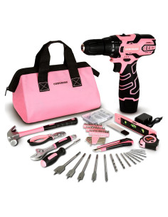 Kit de Herramientas Inalámbricas Rosa COMOWARE 12V con Taladro