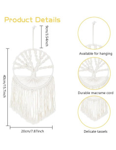 Kit de Macramé FREEBLOSS DIY 20cm con Instrucción para Principiantes 2